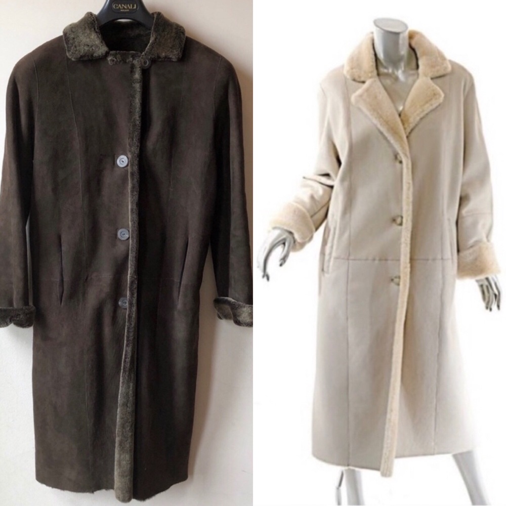 EUC Vera Wang Chocolate Lambskin Shearling Coat